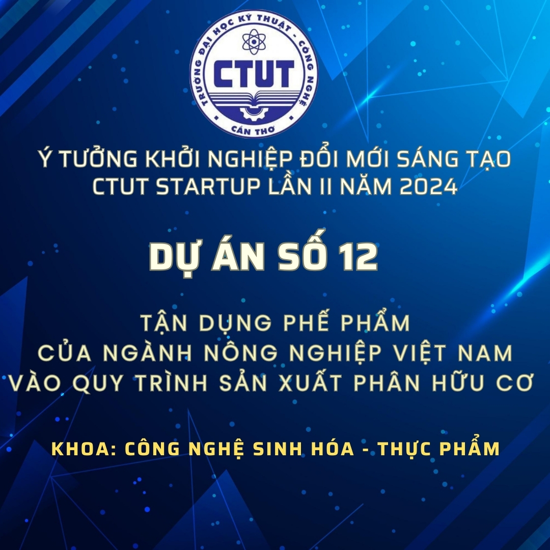 CTUT Startup Lần II-2024 | Dự Án Số 12: Tận Dụng Phế Phẩm Của Ngành Nông Nghiệp Việt Nam Vào Quy Trình Sản Xuất Phân Hữu Cơ